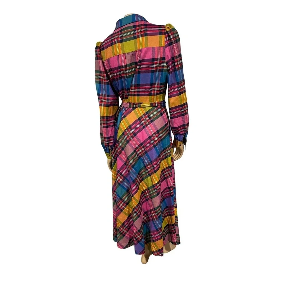 Boden Vivienne Bold Check Button Up Maxi Dress Belted Long Sleeve | Size 8 - Picture 7 of 13